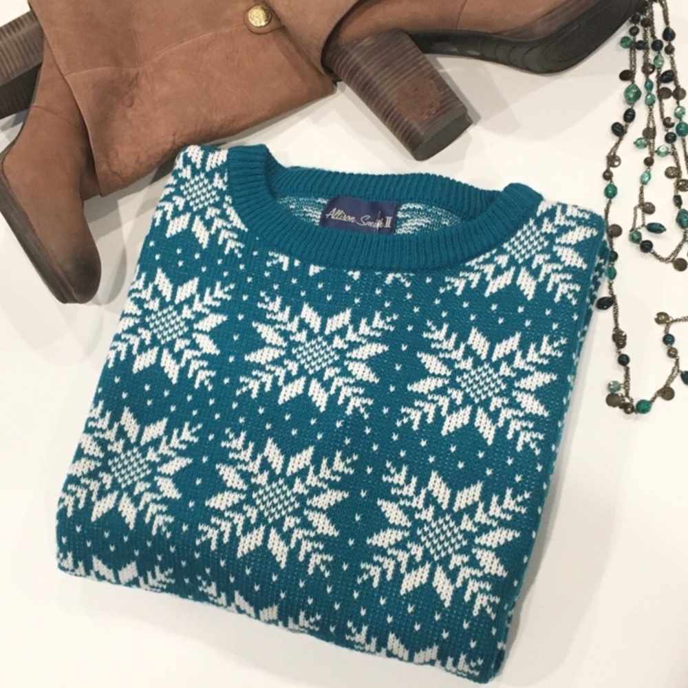🔴 Teal & Snowflake Sweater